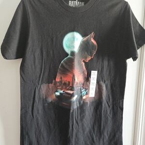 Batman Black Graphic Tee with Red and Blue Accents